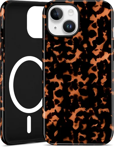 Miniatura 37 de Jusy Compatible con MagSafe Brown Tortoise Shell Print Phone Case para iPhone 7/8/SE, funda protectora magnética de lujo de TPU suave