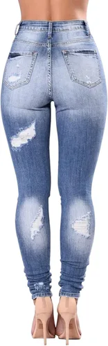 Miniatura 50 de KUNMI - Pantalones de mezclilla clásicos de cintura alta para mujer, elásticos, con efecto de levantamiento de glúteos, ajustados