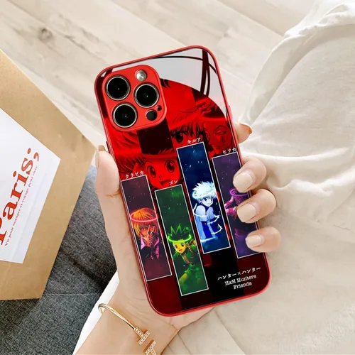 Miniatura 4 de HxH Gon Killua Kurapika - Funda para iPhone 14 Plus, diseño de manga anime, diseño de manga anime, color rojo templado a prueba de golpes