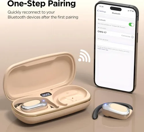 Miniatura 5 de Auriculares inalámbricos de oreja abierta, auriculares de conducción de aire con micrófono, tiempo de reproducción de 42 horas, llamadas claras
