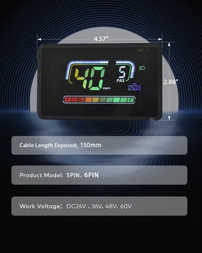 Miniatura 7 de Pantalla Ebike, protocolo UART Nº 2, conexión inalámbrica de aplicación para computadora de ciclismo LCD colorida, con puerto de carga USB, pantalla