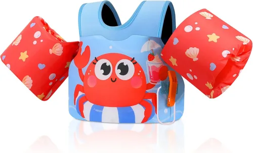 Miniatura 11 de MoKo Chaleco de natación para niños pequeños de 13-30/20-50/22-66 libras, flotadores de brazo de natación de dibujos animados, alas de agua