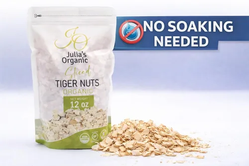 Miniatura 4 de Julia's Organic Frutos secos de tigre en rodajas finas – Listo para comer – No necesita remojo – Orgánico, vegano, alto en fibra y sin gluten, 12