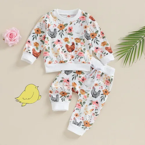 Miniatura 2 de Conjunto de sudadera para bebé niña con texto en inglés "Daddy Mama" de manga larga para otoño e invierno