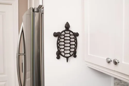 Miniatura 6 de GASARÉ, Salvamanteles de hierro fundido para platos calientes, ollas y sartenes, salvamanteles de metal, diseño de tortuga marina, tapas de patas