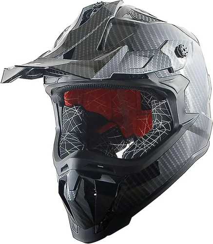 Miniatura 2 de 1Storm - Casco de motocross para adulto ATV Dirt Bike BMX MX de estilo de pista en montaña JH601; de fibra de carbono negro