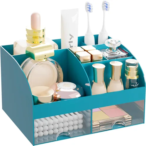 Miniatura 8 de Organizador de maquillaje con 2 cajones, almacenamiento de cosméticos para tocador y encimera de baño, organización de maquillaje y almacenamiento