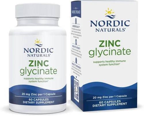 Nordic Naturals Glicinato de zinc - 60 cápsulas - 20 mg de glicinato de zinc altamente absorbible - Bienestar óptimo - Sin OMG, sin gluten, vegano -