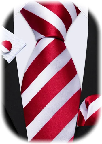 Miniatura 7 de Barry.Wang Juego de corbatas para hombre, corbata de seda a rayas, tejido a cuadros, gemelos formales, negocios, boda