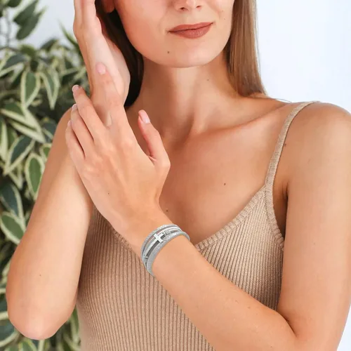 Miniatura 3 de Long tiantian Pulseras de cuero para mujer, pulseras de moda para mujer, pulsera apilable de cruz para mujer, pulseras de múltiples capas