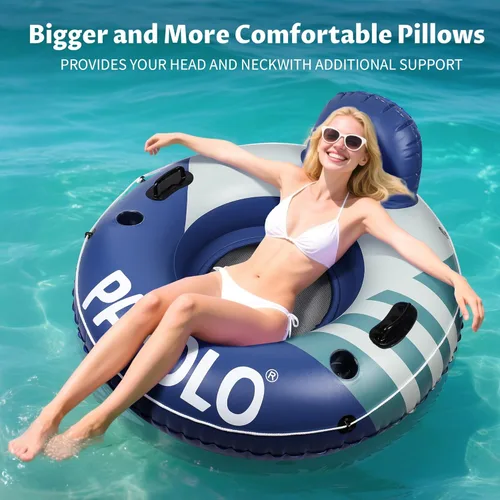 Miniatura 6 de River Tubes for Floating Heavy Duty, Pool Float Adult, 53" Inflatable Float Tube for Beach Lake Rafting, River Floats with Mesh Bottom Púrpura