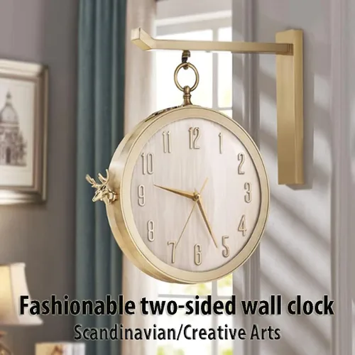 Miniatura 3 de Modern Double Sided Wall Clock Modern Simple Style Decor Wall Clock Non-Ticking Classic Digital Clock Interior Decoration Wall Art Decor Clock