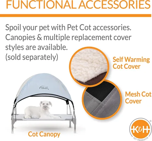 Miniatura 10 de K&H PET PRODUCTS - Cuna elevada para mascotas con centro de malla, varios tamaños Malla gris/negra