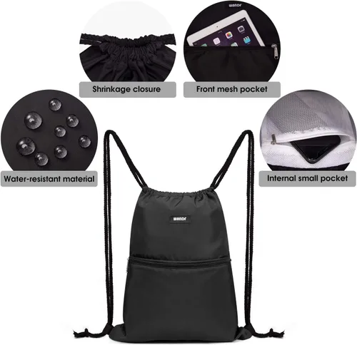 Miniatura 2 de WANDF - Mochila de nailon con cordón, resistente al agua, para gimnasio, compras, deporte, yoga