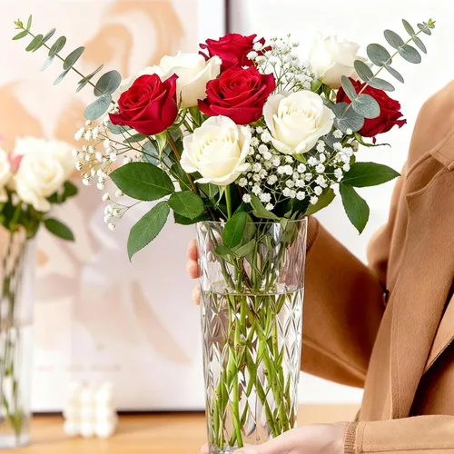Miniatura 3 de 2 floreros de plástico transparente, 10.2 pulgadas de acrílico para ramo de rosas para decoración del hogar, centros de mesa, boda, cumpleaños