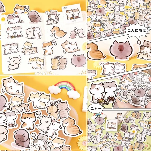 Miniatura 5 de 45 piezas de lindas calcomanías de gato para álbumes de recortes, diario de viñetas, decoración DIY, planificadores, maletas, diario, cuadernos