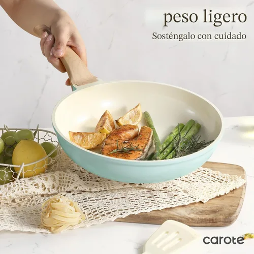 Miniatura 8 de CAROTE Juego de ollas y sartenes de cerámica de 21 piezas, juego de utensilios de cocina antiadherente para inducción, saludable no tóxico, libre