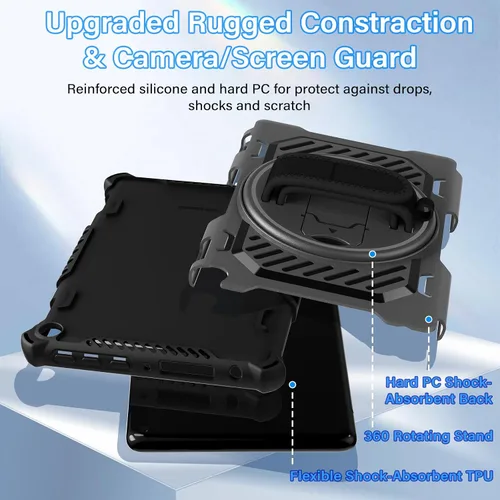 Miniatura 6 de ROISKIN Funda para Tablet Fire HD 10 de 2023 con soporte de patada de 360 y correa de mano