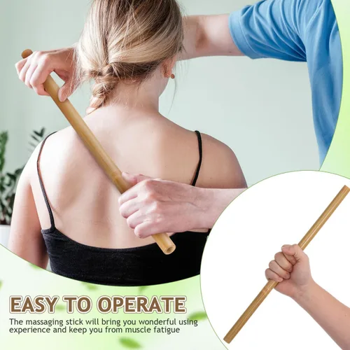 Miniatura 6 de Healifty - Varilla de masaje de bambú de 16.53 pulgadas, herramienta de masaje muscular para alivio del dolor de espalda y cuerpo, masajeador