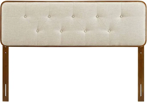 Miniatura 4 de Modway Collins Cabecero tapizado de tela y madera para cama individual en color nogal beige