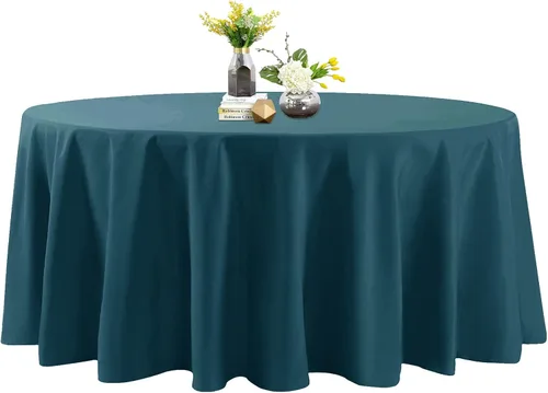Miniatura 70 de Mantel de poliéster lavable de 90 pulgadas, resistente a las manchas y a las arrugas, mantel decorativo para mesa de comedor, fiestas de bufé y Negro