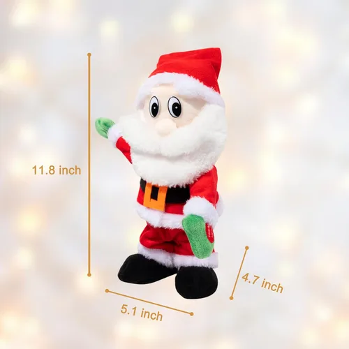 Miniatura 2 de Papá Noel que camina cantando bailando música twerking temblando Papá Noel animado de Navidad eléctrico juguetes de Papá Noel muñecas regalo
