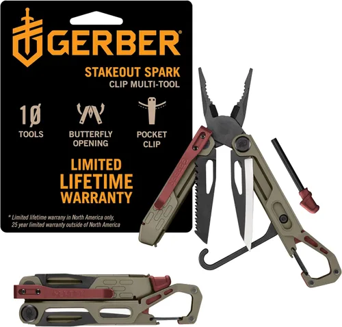 Gerber Gear Stakeout Spark - Cuchillo plegable multiherramienta para mochileros, supervivencia, campamento, al aire libre, herramienta de bolsillo