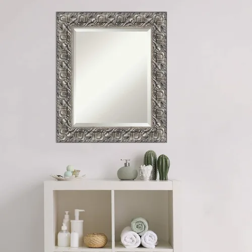 Miniatura 6 de Amanti Art Espejo de baño de madera, espejo de pared Luxor plateado para usar como espejo de tocador de baño sobre fregadero