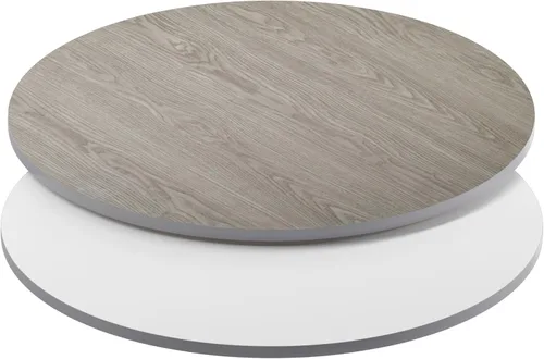 Flash Furniture Glenbrook - Mesa redonda de 42 pulgadas con parte superior laminada reversible blanca o gris (paquete de 1)