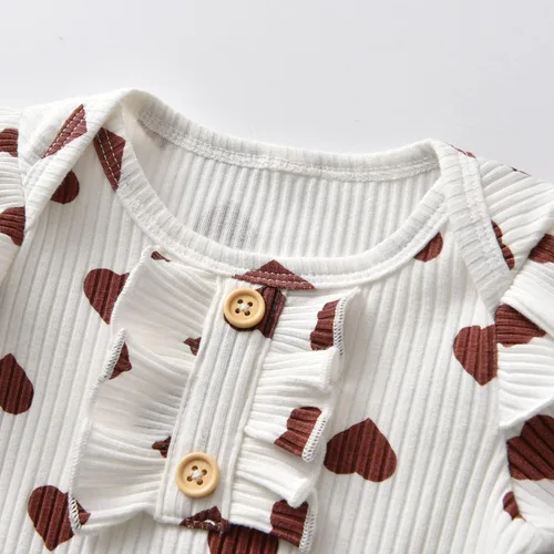 Miniatura 5 de Pig Song Conjunto de 3 piezas de ropa de bebé recién nacido, manga larga, con volantes, para otoño