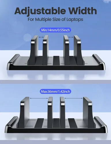 Miniatura 7 de Vaydeer Organizador vertical de 3 ranuras para laptop, soporte de almacenamiento para portátil hecho de plástico ABS de alta calidad, diseño 5 en 1