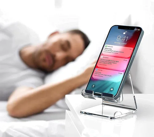 Miniatura 6 de Crpich Soporte acrílico para teléfono celular, soporte portátil transparente para teléfono para escritorio, compatible con Phone16 15 14 13 Pro Max