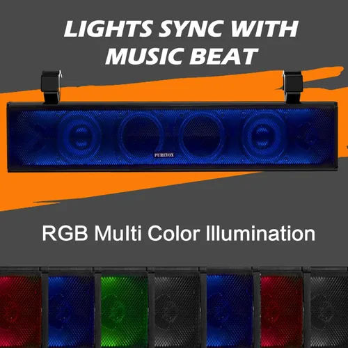 Miniatura 2 de Barra de sonido UTV, barra de sonido ATV de 26 pulgadas, sincronización de música, luces multicolor, barra de sonido SXS, impermeable, Bluetooth