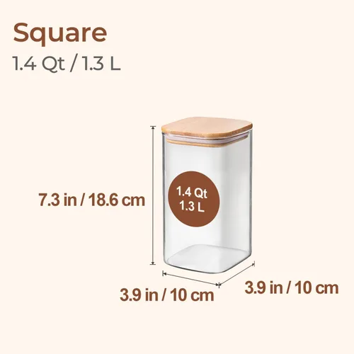 Miniatura 2 de ComSaf Juego de 3 contenedores de almacenamiento de vidrio con tapas de 1.4 Qt, tarros de vidrio con tapas, tarro de almacenamiento de alimentos