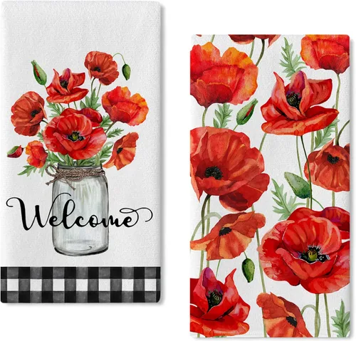 Miniatura 8 de Seliem Hello Orange - Juego de 2 paños de cocina de primavera y verano, Life is Sweet Mandarina y cítricos, toallas de mano para secar y hornear, a