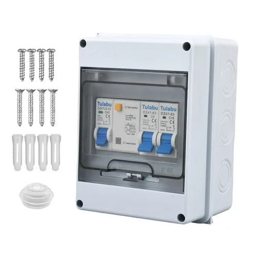 Disyuntores en miniatura de 5 vías con caja de distribución impermeable para exteriores, 40 A, 220 V, protección contra fugas a tierra, sobrecarga y