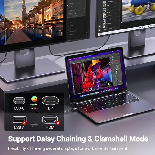 Miniatura 4 de UGREEN - Cable USB C a DisplayPort 1.4 8K@60Hz 4K@240Hz Unidireccional Thunderbolt 4/3 a DisplayPort Cord USB C a DP 32.4Gbps Compatible con iPhone