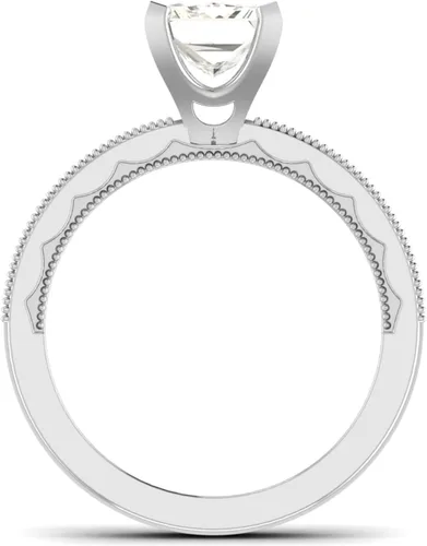Miniatura 4 de Anillo de compromiso con halo de diamantes creados en laboratorio, con certificación IGI de 2.68 quilates, con milgrain en oro rosa amarillo blanco