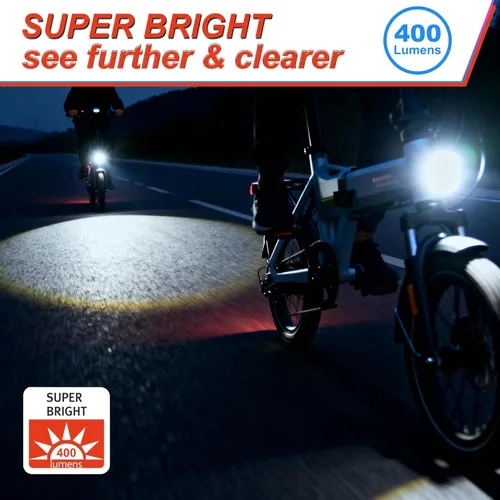 Miniatura 5 de Faro eléctrico para bicicleta, 4 piezas LED de 400 lúmenes, compatible con 24 V, 36 V, 48 V, conector impermeable de 2 pines, luz delantera