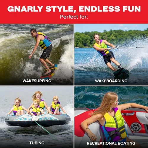 Miniatura 4 de Airhead Gnar Neolite Kwik-Dry Life Jacket - USCG Approved Type III PFD Life Vest, Lightweight Flexible Fit for Boating, Tubing & Watersports