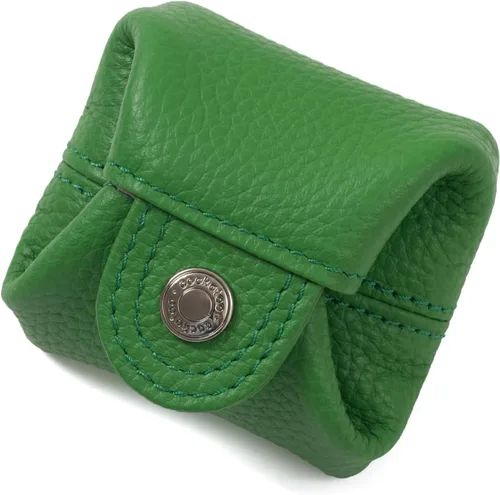 Miniatura 55 de Cockatoo Monedero de cuero genuino para cambio, mini billetera con bolsillo a presión para hombres y mujeres, Rojo (Aurora Red), Casual