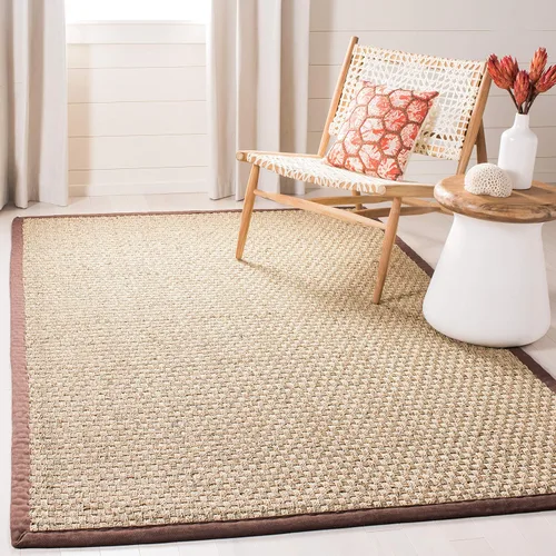Miniatura 51 de Safavieh Natural Fiber NF114P - Alfombra redonda de hierba marina, tejido de canasta, con borde, de 244 cm, color gris Natural/ gris
