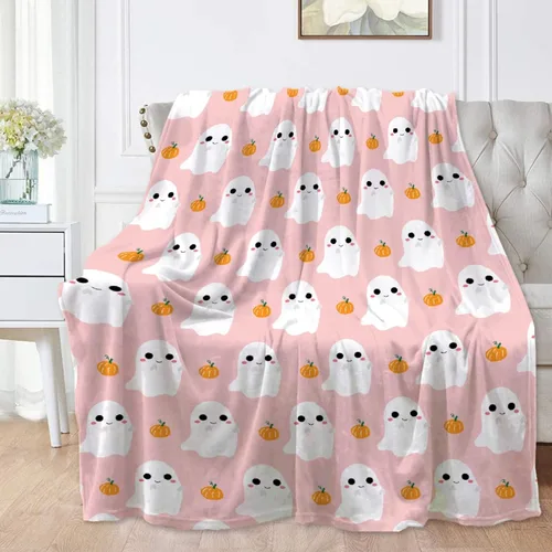 Miniatura 8 de Manta amarilla con diseño de dibujos animados y fantasma, ligera, para mujeres y hombres, suave y acogedora manta de forro polar para sala de estar