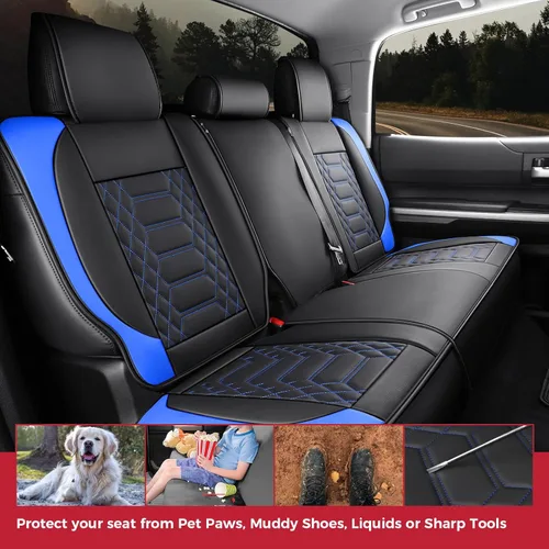Miniatura 7 de FREESOO Juego completo de fundas de asiento Tundra 2014-2021, aptas para Toyota Tundra Crewmax Cab, fundas de asiento de camión personalizadas