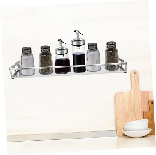 Miniatura 4 de Estante de pared de cocina de acero inoxidable, organizador multiusos para especias con base extraíble, almacenamiento montado en la pared
