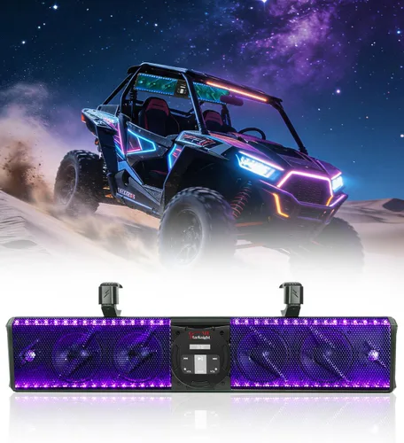 StarknightMT Barra de sonido UTV de 26 pulgadas, TWS, altavoz Bluetooth, barra de sonido para carrito de golf, barra de sonido SxS impermeable con