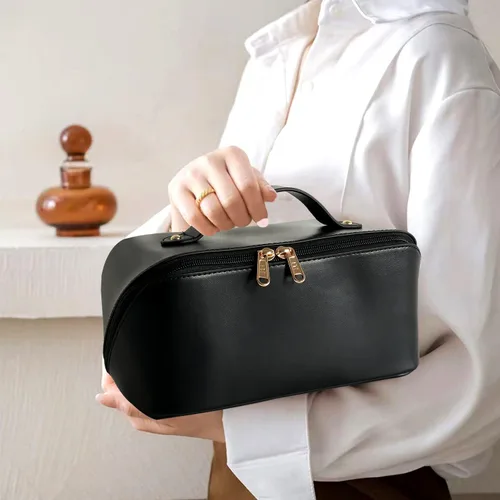 Miniatura 7 de MAMUNU - Bolsa de cosméticos de gran capacidad, bolsa de almacenamiento de cosméticos de viaje con asa, bolsa de cosméticos portátil con cremallera