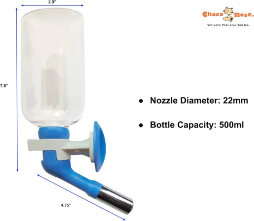Miniatura 2 de Choco Nose Botella de agua patentada/comedero grande sin goteo solo para perros grandes de más de 50 libras, para jaulas de alambre, jaulas