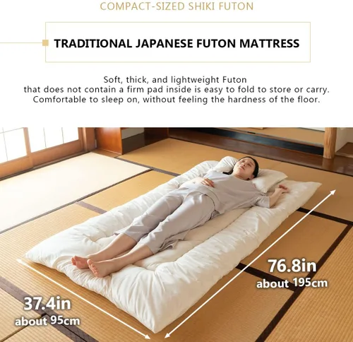 Miniatura 2 de EMOOR Conjunto de futón japonés de tamaño compacto, fabricado en Japón