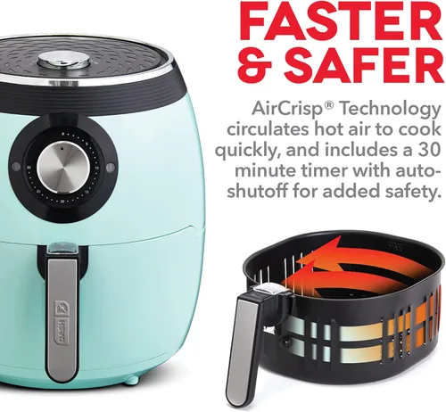 Miniatura 5 de Dash Freidora de aire de lujo, control de temperatura ajustable y función de apagado automático, tecnología AirCrisp®, espaciosa cesta Agua